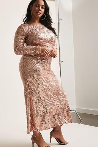 Forever21 Plus Size Eta Sheer Mesh Sequin Maxi Dress