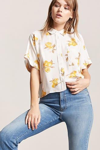 Forever21 Lemon Print Shirt