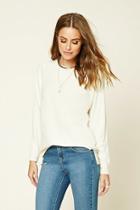 Forever21 Women's  Cream Crew Neck Sweater