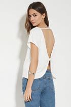 Love21 Women's  Ivory Contemporary Bow-back Top