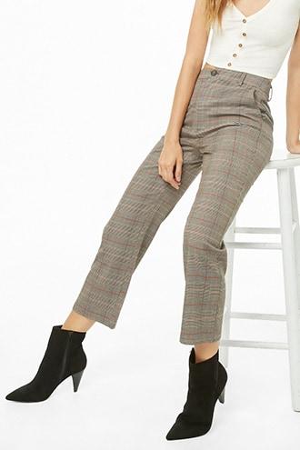 Forever21 Glen Plaid Flare Ankle Pants