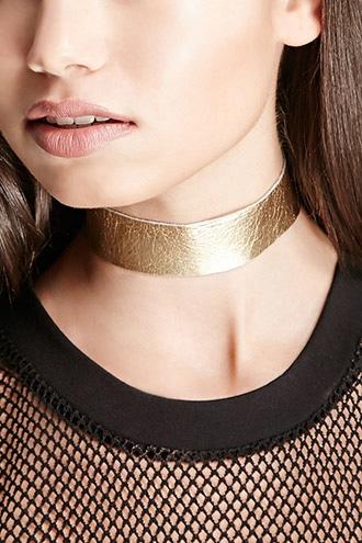 Forever21 Gold Jj Winters Leather Choker