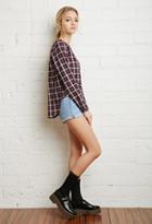 Forever21 Embroidered Tartan Plaid Blouse