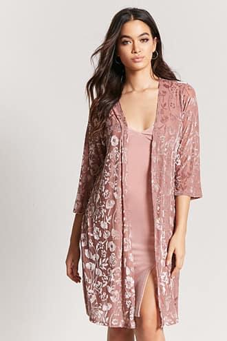 Forever21 Floral Velvet Burnout Open-front Cardigan
