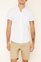 21 Men Men's  White & Black Dotted Cotton Pocket Shirt