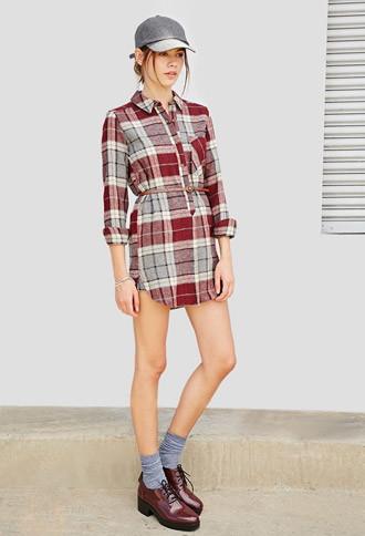 Forever21 Belted Plaid Shirt Dress