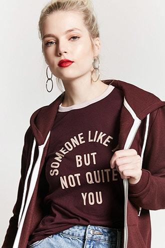 Forever21 Like You Graphic Ringer Tee