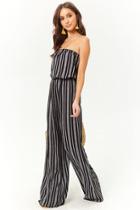 Forever21 Striped Strapless Crepe Jumpsuit