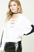 Forever21 Contemporary Hooded Lace-up Top