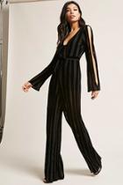 Forever21 Velvet Shadow Stripe Jumpsuit