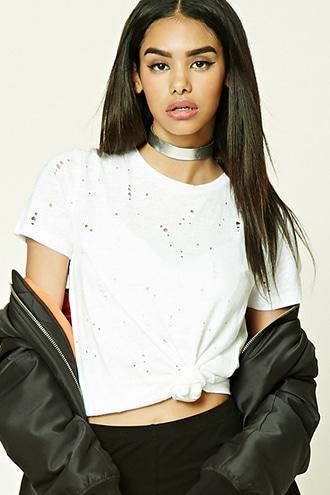 Forever21 Distressed Slub Knit Tee