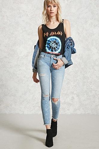 Forever21 Ripped Bleach-dye Skinny Jeans