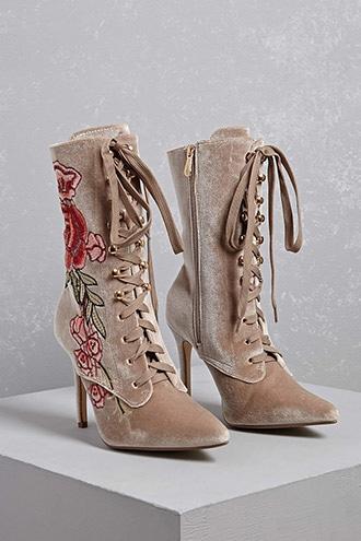 Forever21 Embroidered Floral Boots