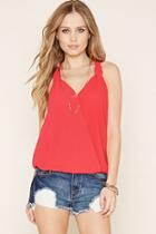 Forever21 Women's  Hot Pink Cutout Surplice Top