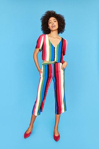 Forever21 Multicolor Striped Capri Pants