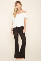 Forever21 Women's  Black Perforated Zigzag Flare Pants