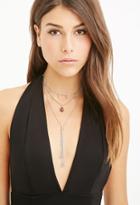 Forever21 Faux Stone Necklace Set (b.silver/purple)