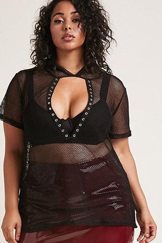 Forever21 Plus Size Mesh Hoodie