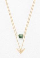 Forever21 Faux Stone Layered Necklace (gold/green)