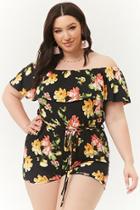 Forever21 Plus Size Floral Off-the-shoulder Flounce Romper