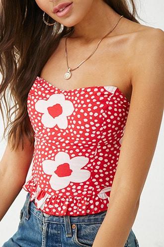 Forever21 Floral Dot Print Tube Top