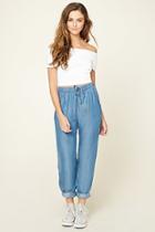 Forever21 Women's  Blue Woven Chambray Pants