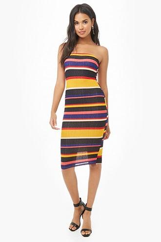 Forever21 Striped Ribbed Tube Dress