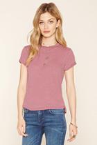 Love21 Women's  Berry Contemporary Burnout Tee