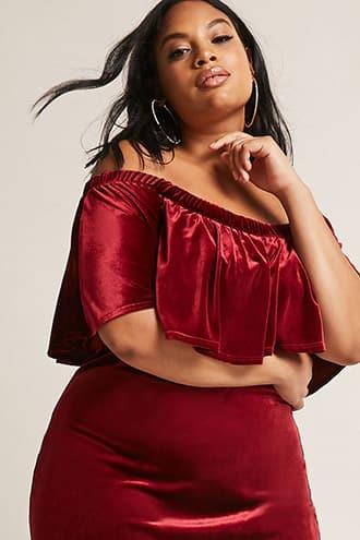 Forever21 Plus Size Off-the-shoulder Velvet Dress