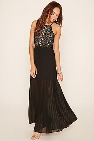 Forever21 Women's  Eyelash Lace Maxi Dress