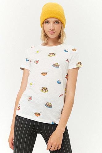 Forever21 Breakfast Food Print Tee