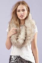 Forever21 Beige & Brown Faux Fur Infinity Scarf