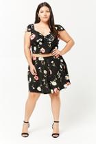 Forever21 Plus Size Pleated Floral Skater Skirt