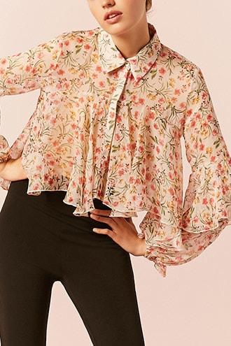Forever21 Sheer Cropped Chiffon Shirt