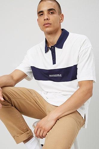 Forever21 Invincible Embroidered Graphic Polo