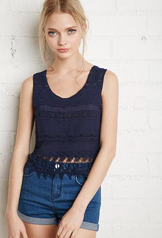 Forever21 Crocheted-front Top