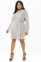 Forever21 Plus Size Belted Striped Shirt Dress