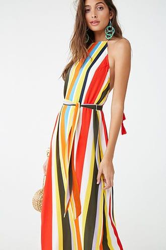 Forever21 Striped Print Halter Dress