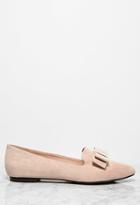 Forever21 Women's  Faux Suede Bow Flats (nude)