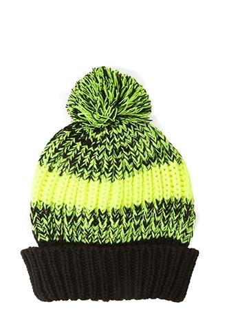 Forever21 Marled Striped Pom Beanie