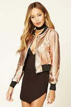 Forever21 Women's  Copper Metallic Bomber Jacket