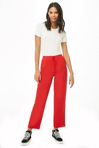 Forever21 Side-striped Zippered-pocket Pants