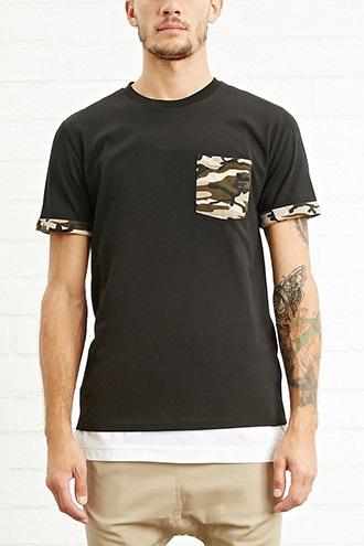 21 Men Men's  Camo-trim Tee