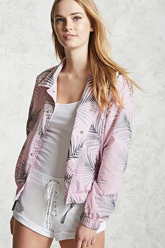 Forever21 Palm Leaf Coach Jacket