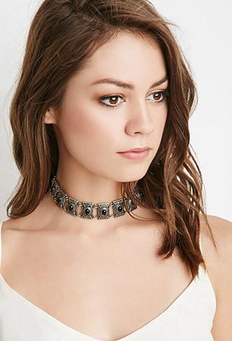 Forever21 Faux Stone Choker (b.silver/black)