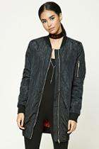 Forever21 Quilted Satin Bomber Jacket
