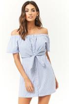 Forever21 Tie-front Striped Poplin Dress