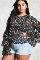 Forever21 Plus Size Sheer Floral Top