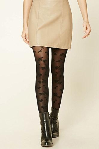 Forever21 Floral Print Tights