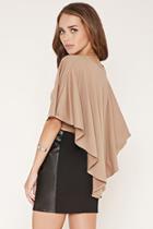Forever21 Women's  Taupe Cape-overlay Crop Top